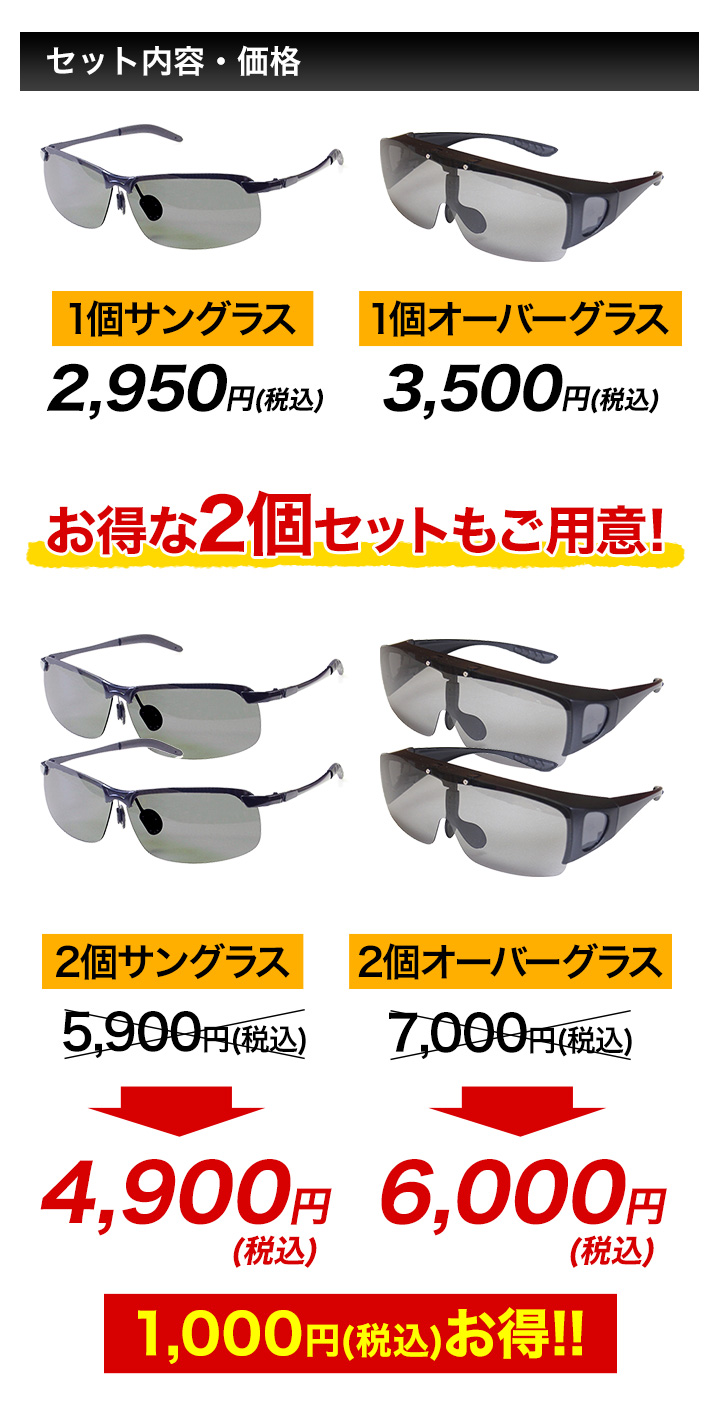 眼鏡の上から使用OK 】レンズの濃さを「自動調節 調光偏光」サングラス