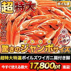 超特大特選ボイルズワイガニ肩付き脚 総重量:約1.8kg(正味1.5kg)/総重量:約3.6kg(正味3kg)/総重量:約5.5kg(正味5kg)