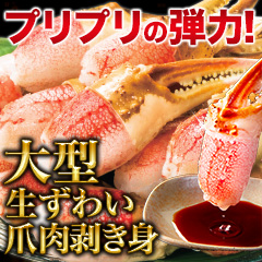 大型生ずわい爪肉剥身 総重量:約1.5kg(正味1.2kg)/総重量:約3kg(正味2.4kg)