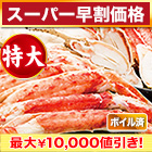 【スーパー早割価格】特大カットボイルタラバガニまるごとセット 総重量:約1.1kg(正味900g)/総重量:約2.2kg(正味1.8kg)